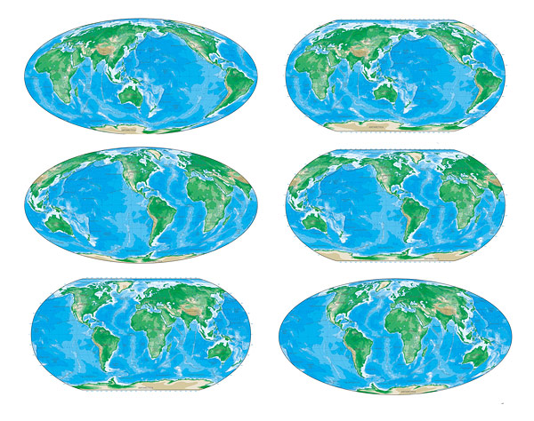 Various color version of Vector world map