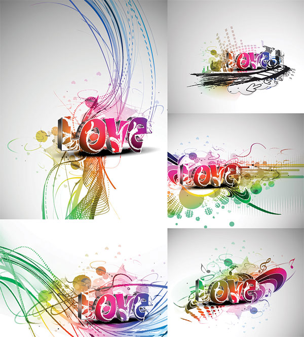 Cool three-dimensional art of the word Love vector material