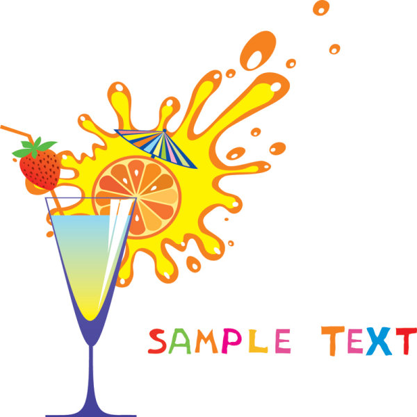 Glass and fruit juices high cartoon 04 - Vector