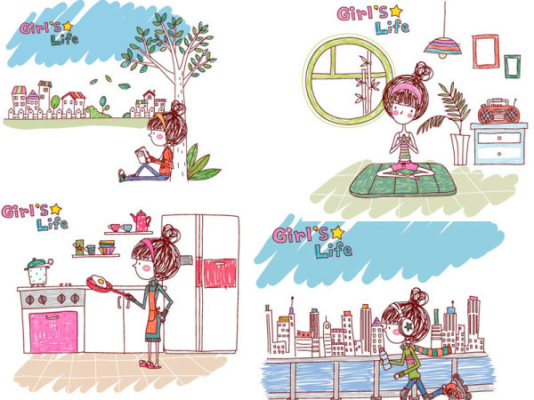 Girl's life vector -5