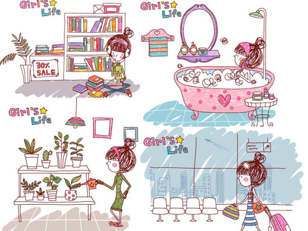 Girl's life Vector material