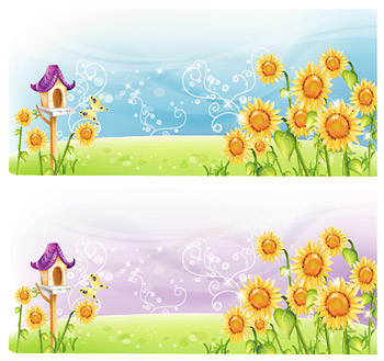 Sunflower scenery Vector