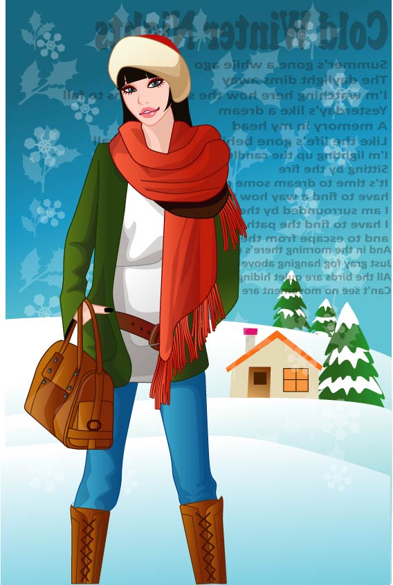 Vector winter woman