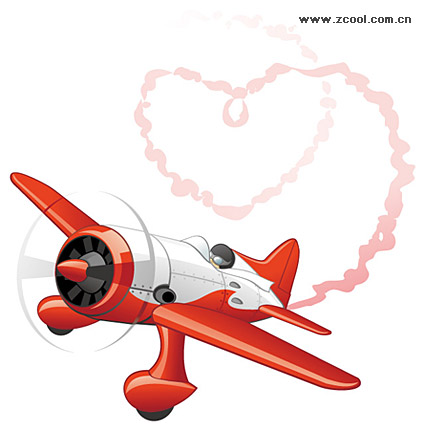 Heart-shaped smoke emitting plane vector material