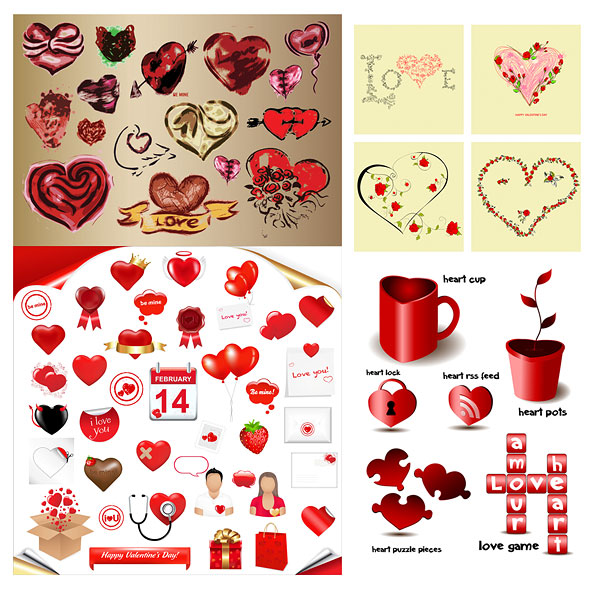 Romantic heart-shaped element vector material