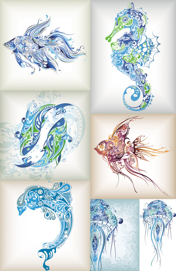 Delicate marine life pattern Vector