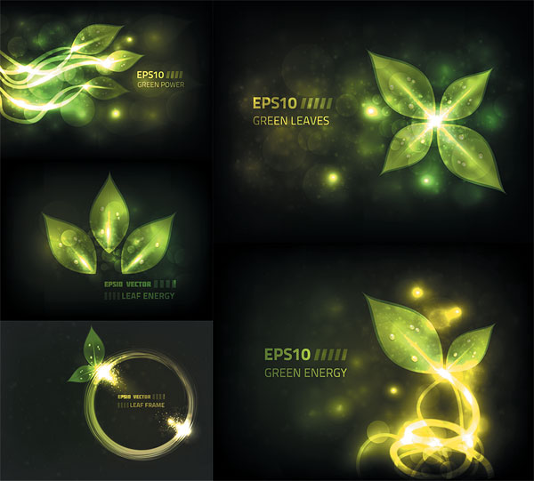 Glare green leaves vector material