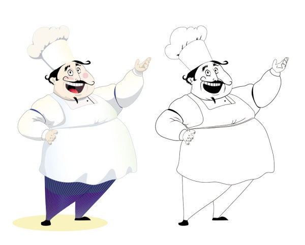 Cartoon characters chef 08-- vector material