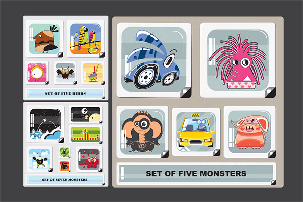 Cute cartoon pattern vector material