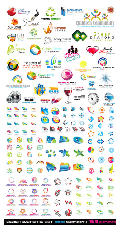A variety of three-dimensional icon vector material