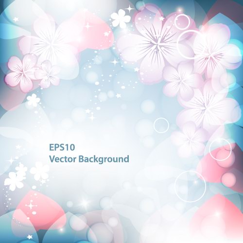 Fantasy flashing flowers background vector -1