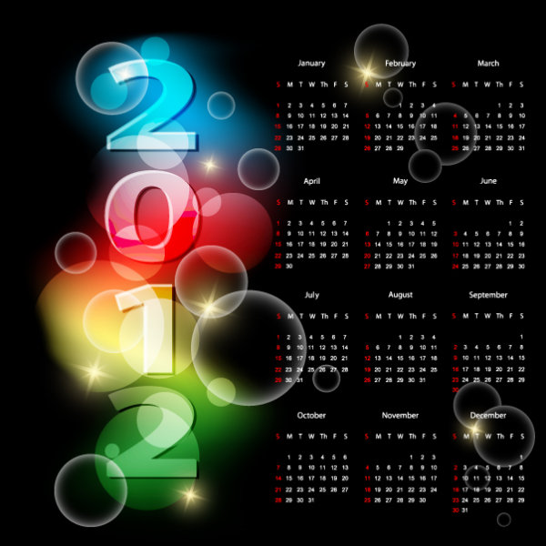 2012 calendar 01 - vector