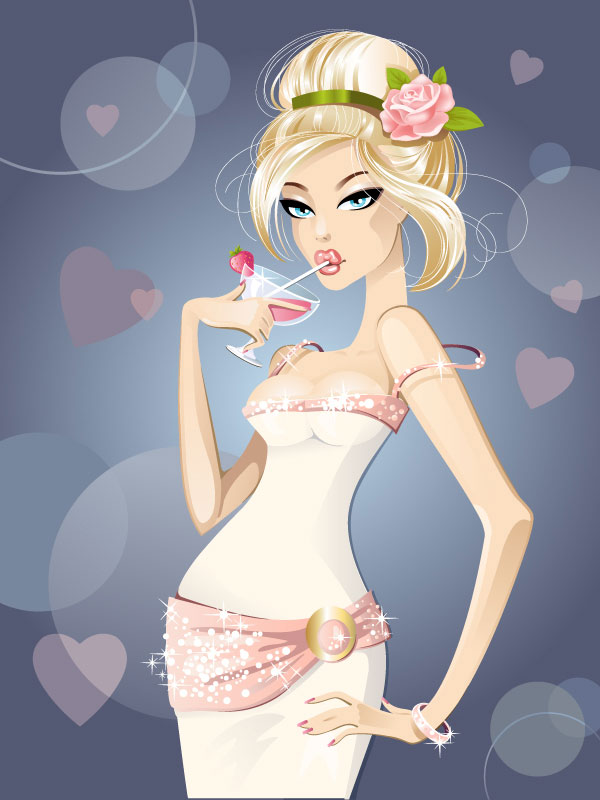 Cartoon sexy beauty 02 - vector material