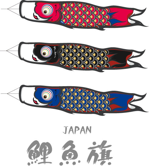 Japanese carp flags vector material