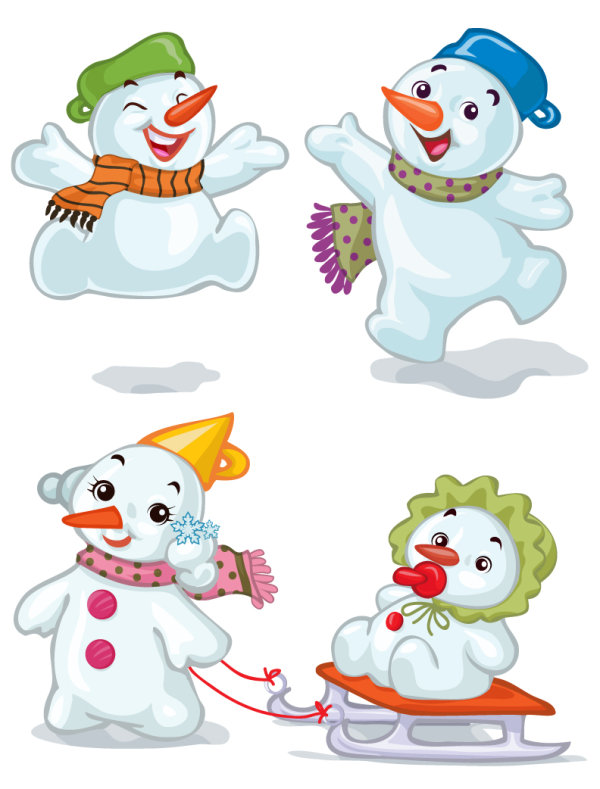 Cartoon Christmas Snowman 02 - vector material