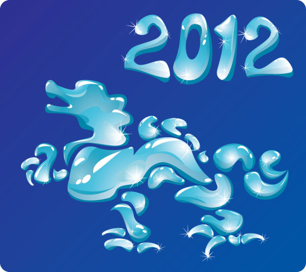 2012 Year of the Dragon creative pattern 01 - vector material
