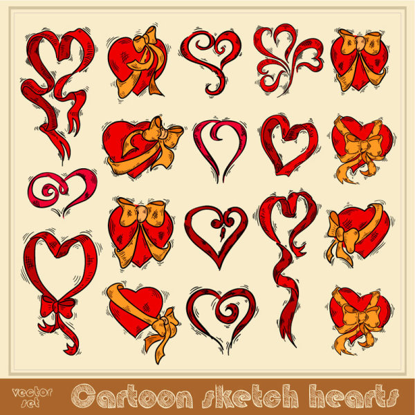 Exquisite hand-painted red heart 02 - vector material