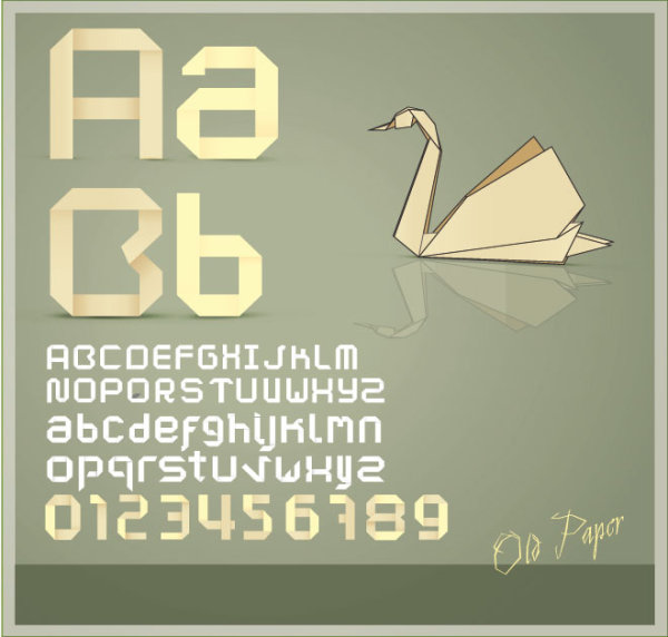 Origami creative letters 03 - Vector material