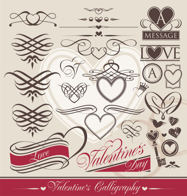 European-style heart-shaped lines - vector material