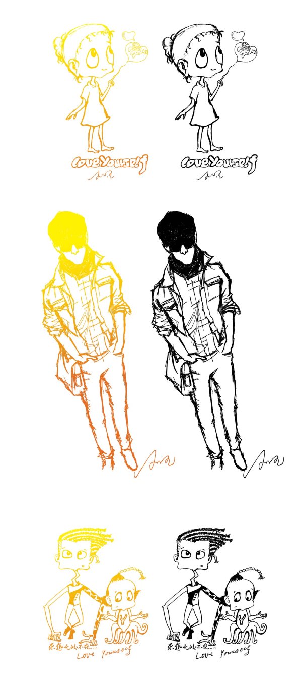 Hand-drawn cartoon characters vector material