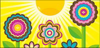 Lovely flowers, the sun vector material