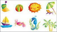 Summer beach subject  vector icon