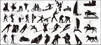Vector silhouettes of various sports action material -2