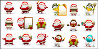 Cute Santa Claus and Snowman Vector