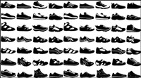 Variety of black and white sports shoes