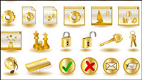 Gold common computer icon 02-- vector material