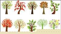 A variety of lovely trees vector material