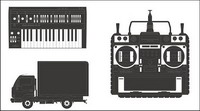 Trucks, video recorders, organ vector material
