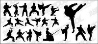Kung Fu Action Silhouette Vector