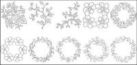 Flower type of line drawing vector diagram-6