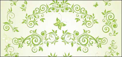 Green Butterfly European pattern vector material