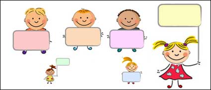 Cute kids placards vector material