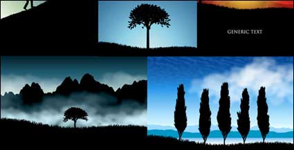 Beautiful scenery silhouette vector material