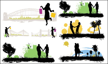 People, buildings, scenes silhouette 01