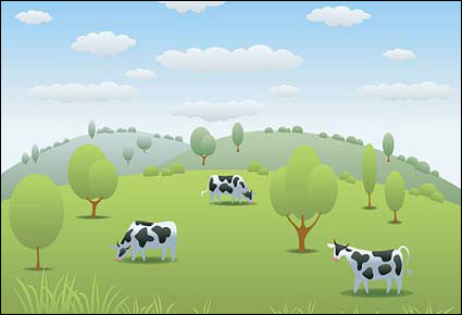 cow pasture Vector