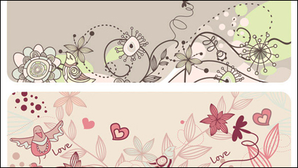Fashion lovely bird flowers vector material -2