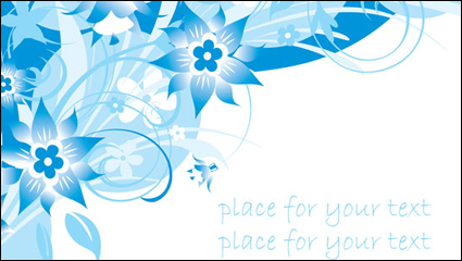 Simple blue hand-painted flowers and patterns of text background vector -3