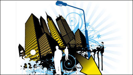 Trend of the elements with urban silhouette 04 - vector