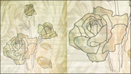 Elegant rose pattern background 05-- vector material