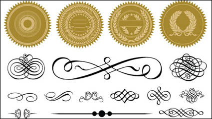 Certificate frame and badge accessories 04 - vector