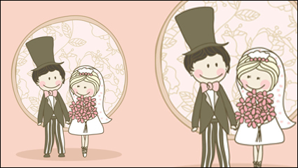 Cartoon-style wedding elements 04-- vector material