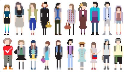 Cartoon character pixel art 01 - vector material