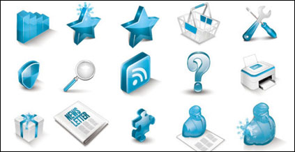 Icon - a very beautiful blue three-dimensional icon vector material