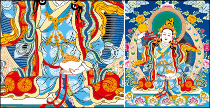 Lin Tibetan Thangka mother to three lines of empty vector AI