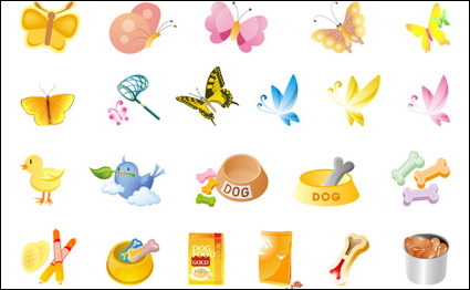 Butterflies, pet food, chicken Vector