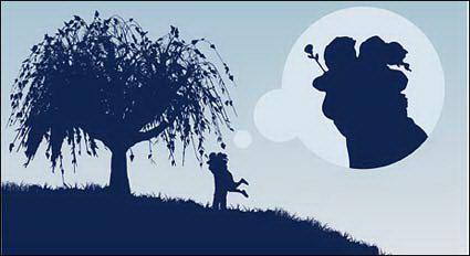 Couple hugging under the tree